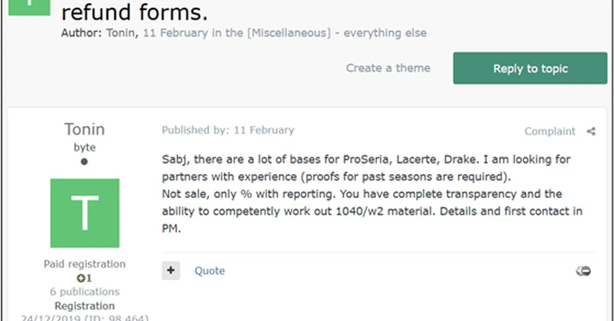 Your tax forms sell for $20 on the dark web